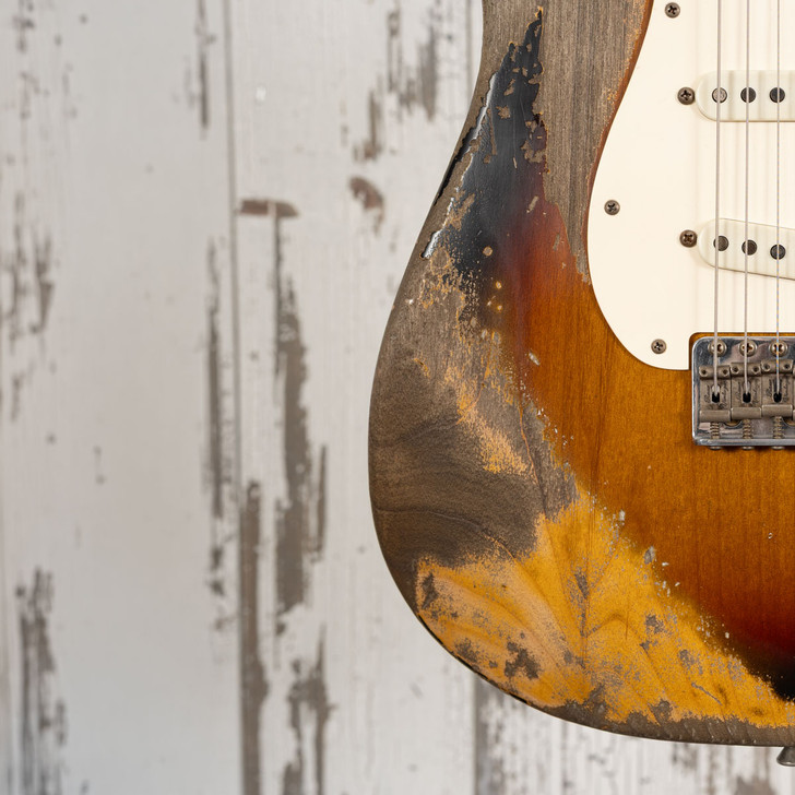 Xotic XSC-1 - 3-Tone Sunburst, Super Heavy Aging, 5A Roasted Flame Maple Neck