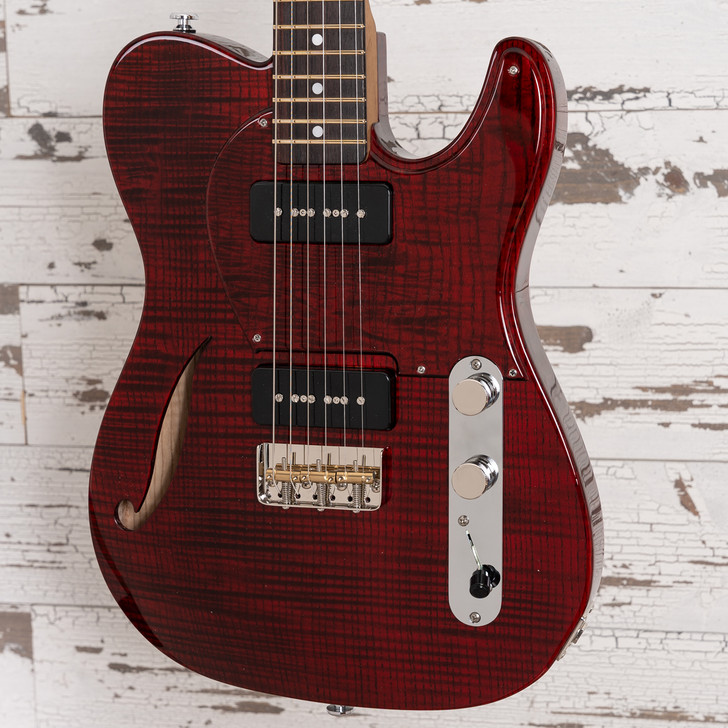 CP Thornton 20th Anniversary Thinline Classic II - Olive Ash - Translucent Oxblood w/ Righteous Sound P90's