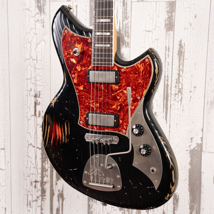 Novo Serus J Custom - Bull Black Over '64 3-Tone Sunburst, Matching Headstock, Lollar Firebird Pickups