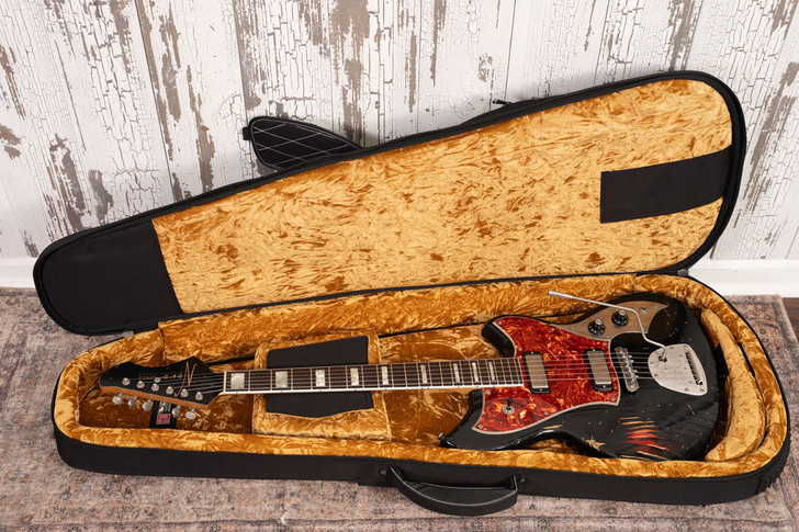 Novo Serus J Custom - Bull Black Over '64 3-Tone Sunburst, Matching Headstock, Lollar Firebird Pickups