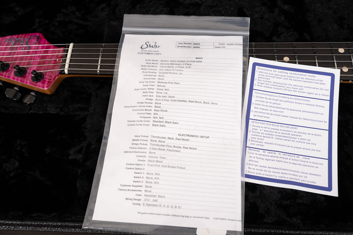 Suhr Custom Modern - Magenta Pink Stain Top, Natural Back