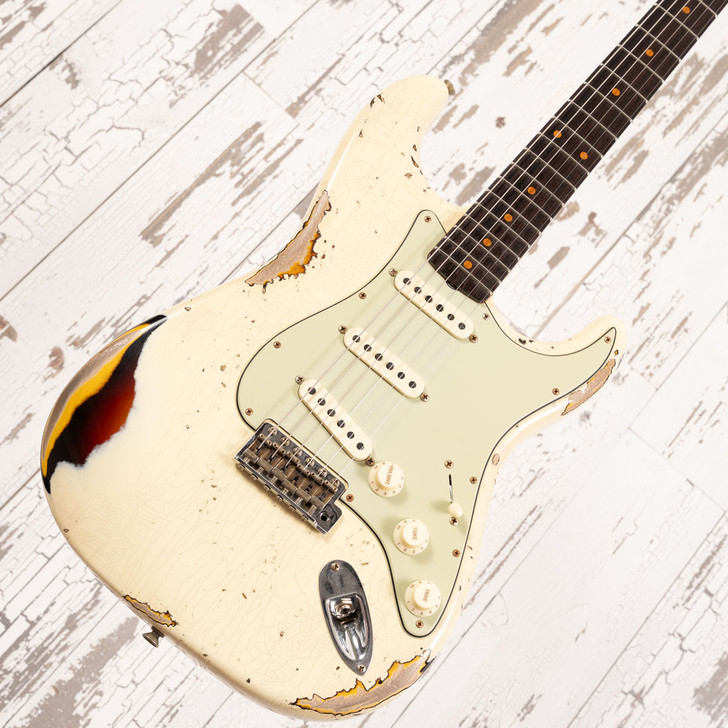 Fender Custom Shop '61 Stratocaster - Heavy Relic Vintage White over 3-Tone Sunburst (Used)