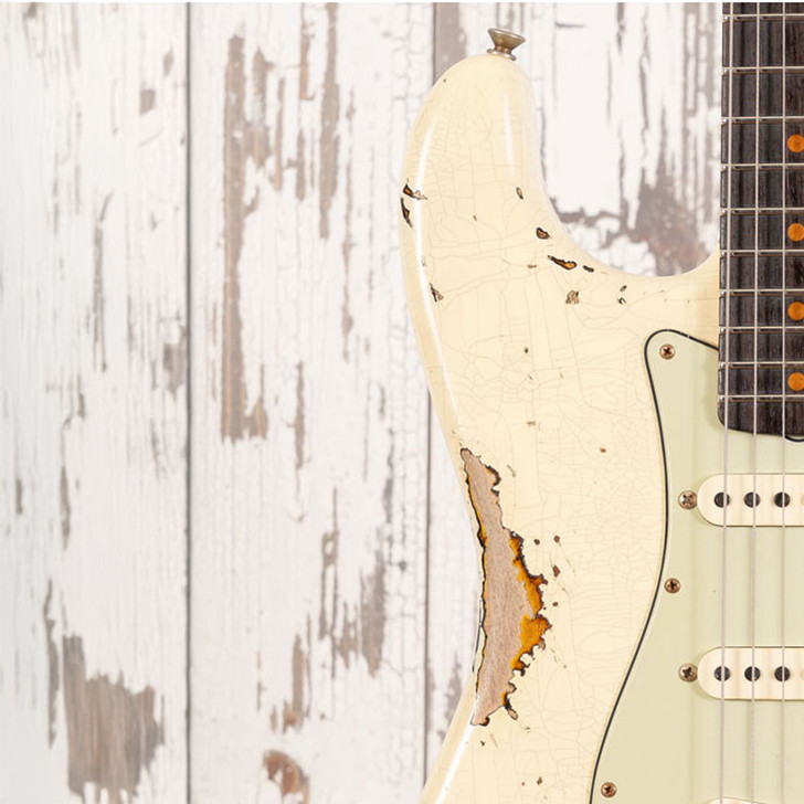Fender Custom Shop '61 Stratocaster - Heavy Relic Vintage White over 3-Tone Sunburst (Used)