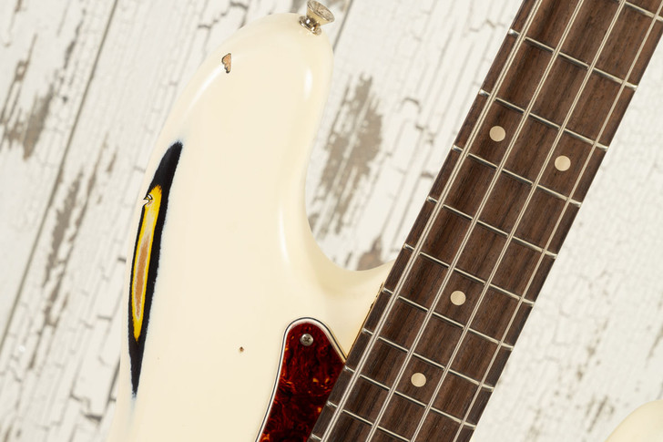 Nash PB-63 - Olypmic White Over Sunburst, Nautilus Neck, Matching Headstock