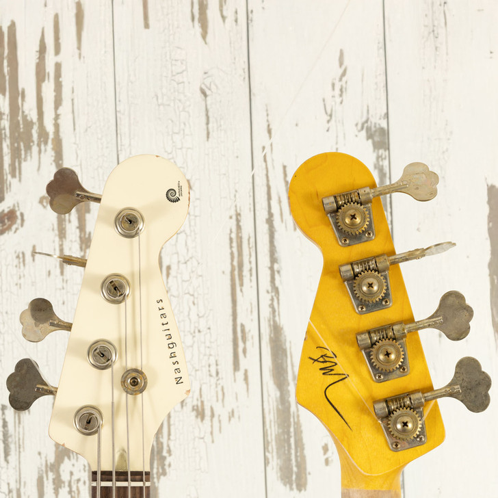 Nash PB-63 - Olypmic White Over Sunburst, Nautilus Neck, Matching Headstock