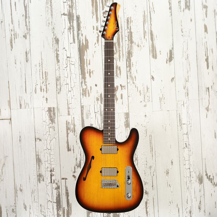 Suhr Custom Classic T Antique, Semi-Hollow - 3 Tone Sunburst, Bound Top w/ Matching Headstock