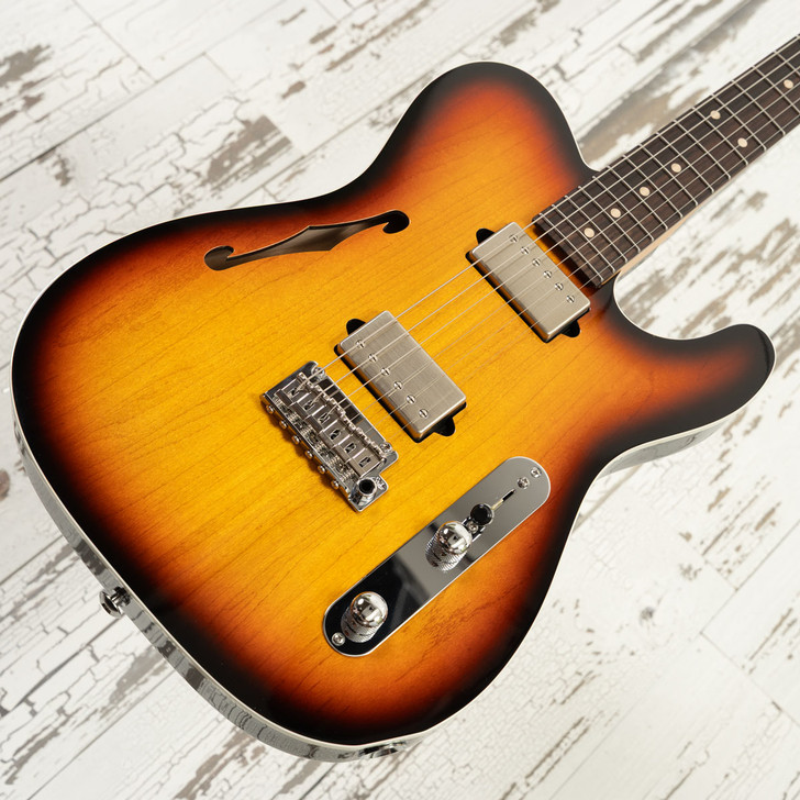 Suhr Custom Classic T Antique, Semi-Hollow - 3 Tone Sunburst, Bound Top w/ Matching Headstock
