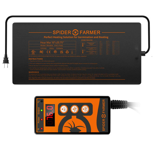 Seedling Heat Mat & Controller Set - 10in. x 20.75in. - Spider Farmer