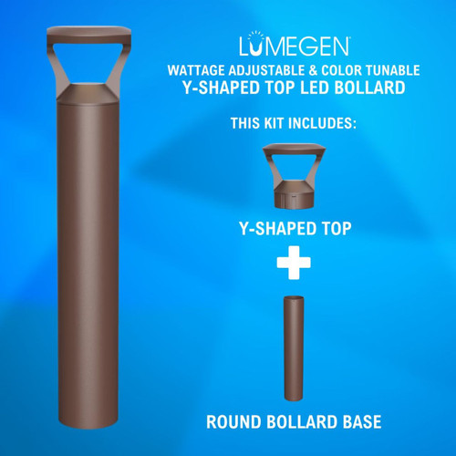 LED Rounded Bollard - Y-Shaped Top - Wattage Adjustable 14W/19W/24W - Color Tunable 3000K/4000K/5000K - LumeGen
