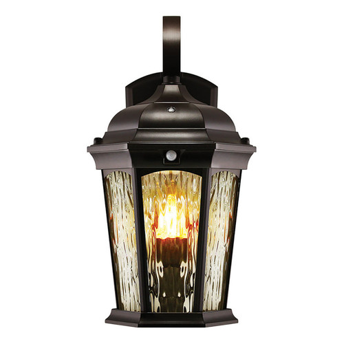 LED Outdoor Wall Flame Lantern Light - 12.5W - 1200 Lumens - 3000K - Bronze Water Glass Finish - Euri Lighting