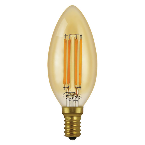 Case of 24 - LED B10 Amber Filament - 4.5 Watt - Dimmable - 40W Equiv - 350 Lumens - Euri Lighting (6 Packs of 4 Bulbs)