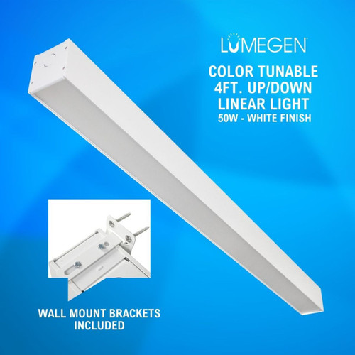 Wall Mount LED 4ft. Up/Down Linear Light - 50 Watt - Color Tunable 3000K/4000K/5000K - White Lamp Body - LumeGen