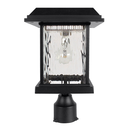 Solar LED Aspen Post Light - 250 Lumens - 2700K - Black Finish - Gama Sonic