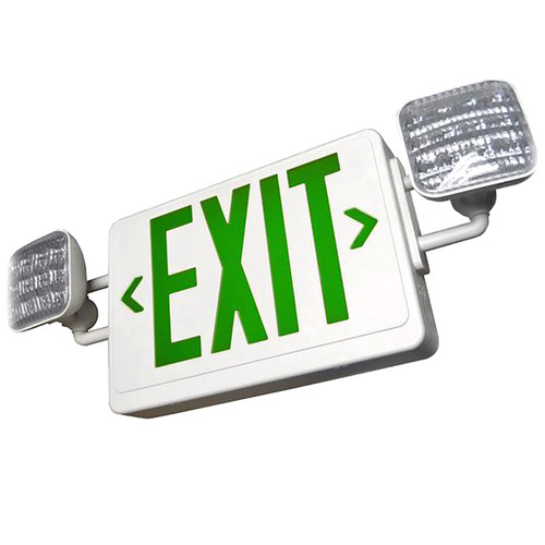 LED Exit & Emergency Combo Sign - White - 90 Min. Emergency Runtime - 120/277V - LumeGen