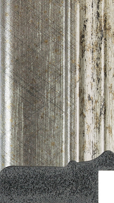 Distressed silver picture frame moulding.