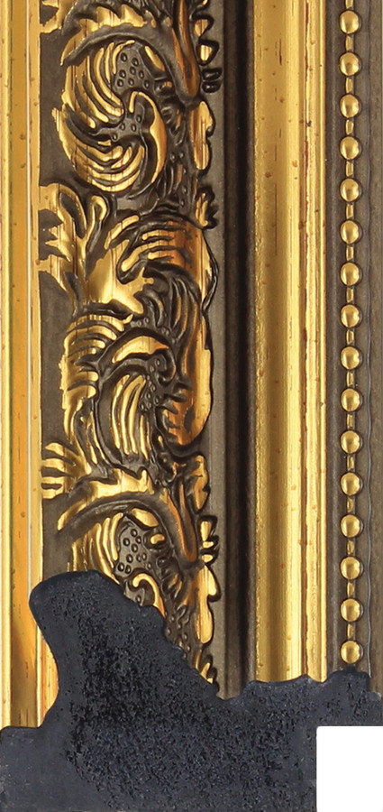 Gold and black fancy ornate recycled plastic picture frame moulding