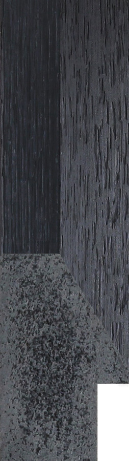 25mm Icon black woodgrain effect Polcore picture frame moulding with a bevelled edge.