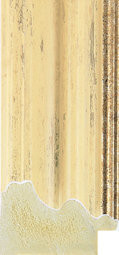 Distressed cream and gold picture frame moulding.