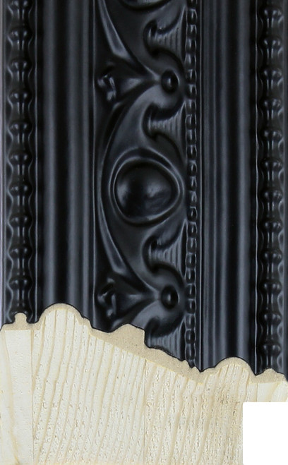Matt black 55mm ornate wooden picture frame moulding