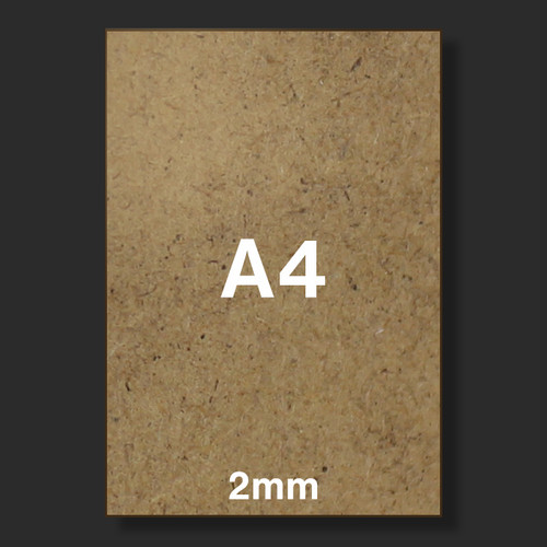A4 MDF Board with size in white text