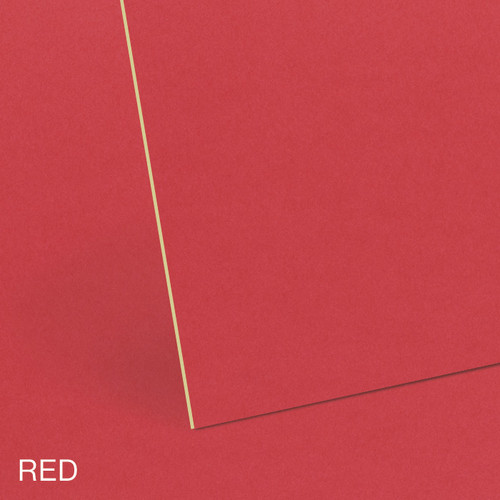 Red mountboard with 'red' in white text