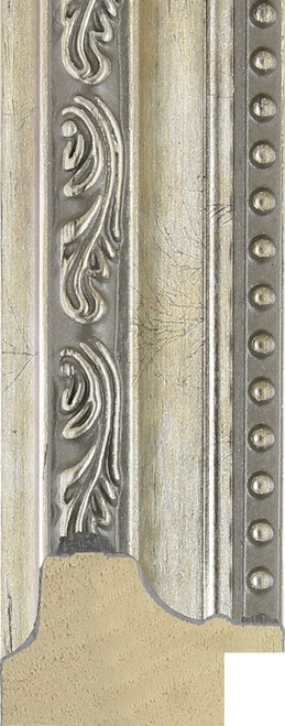 Small silver ornate frame moulding sample