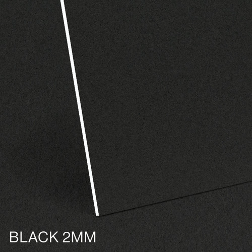 Black mountboard with description and 2mm in text