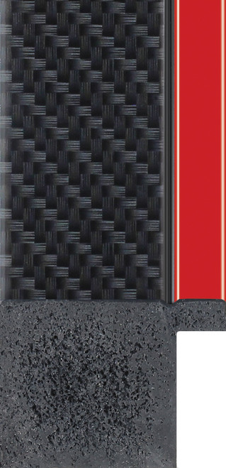 Carbon fibre effect 43mm Polcore frame moulding with red edge for motorsport framing