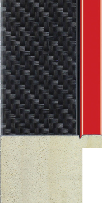 Carbon fibre effect frame with race car red edge detail for motorsport memorabilia