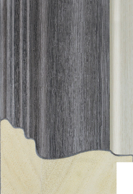 61mm Charcoal wooden frame moulding with soft silver edge