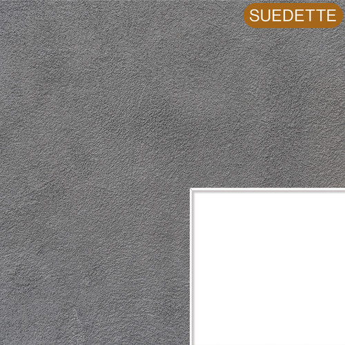 Corner sample of grey suedette mountboard
