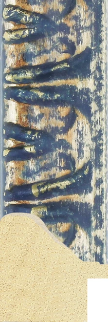 Zari 30mm Blue Ornate with Gold Distressing Wood Moulding
