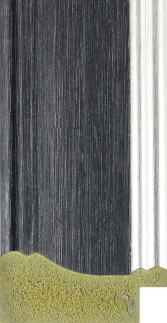 46mm Charcoal photo and art frame moulding with a silver side edge