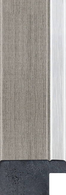Brushed gunmetal photo frame moulding with smooth silver inner edge