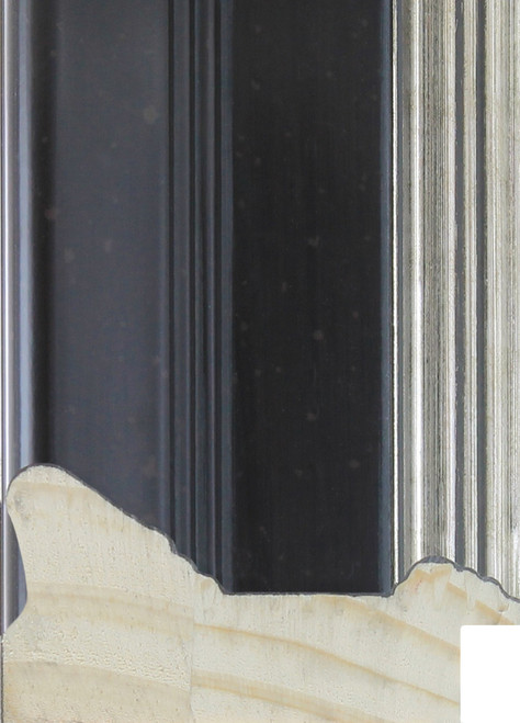 Elegant ebaony black frame moulding with antique silver inner edge