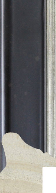 Traditional ebony profile frame moulding with antique silver edge