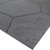 Grey hexagon effect PET acoustic wall panel corner close up.
