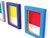 3 Pantone colour cards in bright colour frames