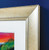 Close up of champagne silver  gold picture frame corner.