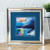 Aqure blue print in bright silver frame with a blue mount.