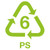 PS 06 recycling code symbol, representing polystyrene. This symbol is used to identify polystyrene materials for recycling purposes.