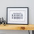 Architectural print framed in simple black picture frame