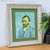 Van Gogh self portrait in an ornate silver frame with green mount