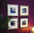 4 Ornate photo frames on a dark red wall