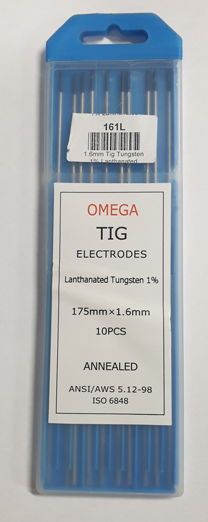 Tig Electrode 1.6mm T/Tungsten Black 1% Lanthanated x 175mm AC/DC (10pack)