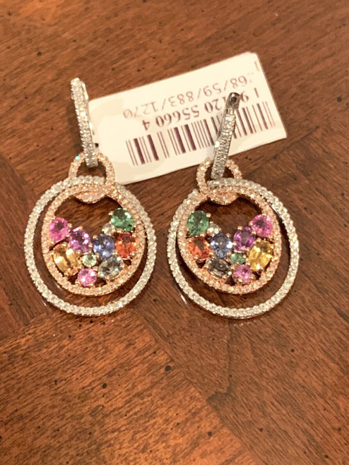 Effy Multi Sapphire And Diamond Scattered Orbital Drop Earrings