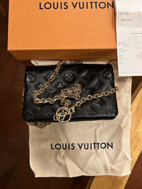 Louis Vuitton Paris Po Coussin Nv Noir Black Gold Purse Handbag NEW RECEIPT