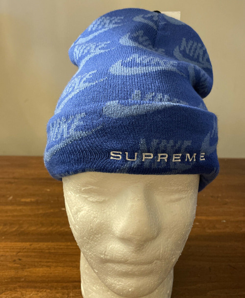 Supreme x Nike Jacquard Logos Beanie - Blue OS (SS21 Week 3 Release)