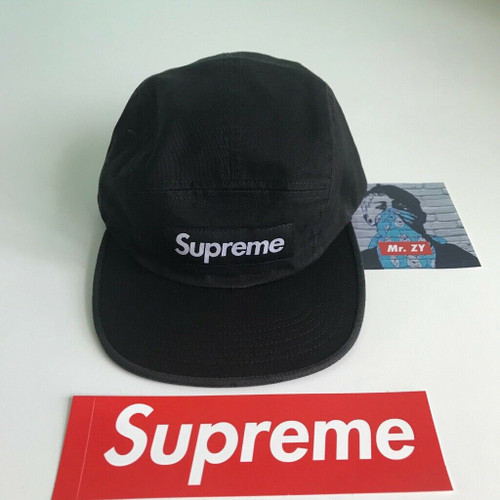 Supreme SS19 Black Camp Cap - Washed Chino Twill Box Logo Hat