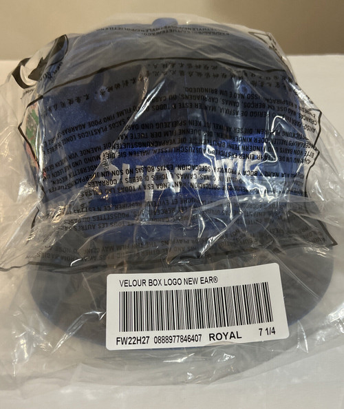 Supreme Velour Box Logo Cap - Royal Blue (FW22 Week 13) Authentic New Era - Size 7 1/4